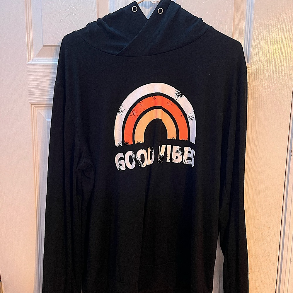 Good Vibes Black Lightweight Hoodie